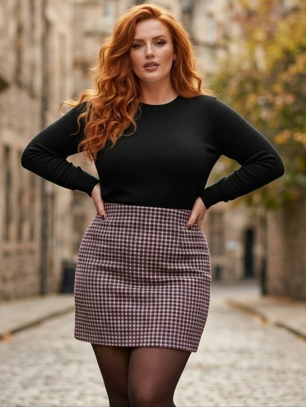 J.CREW  Houndstooth Wool Blend Mini Skirt in Burgundy and Black